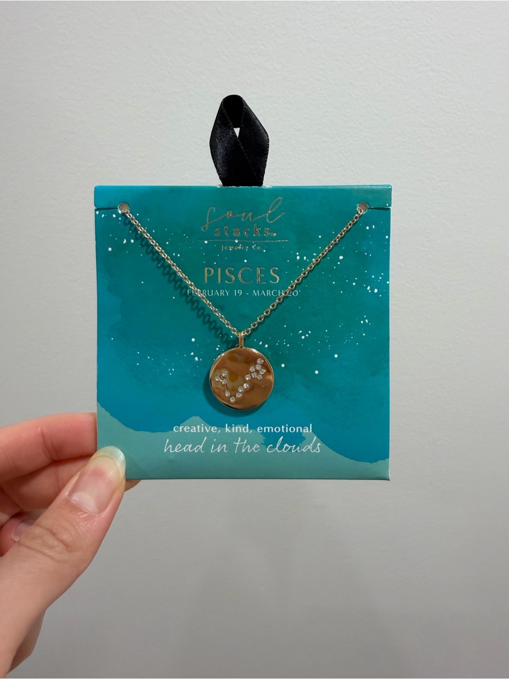 NEW Soul Stacks Pisces Zodiac Constellation Pendant Necklace Gold